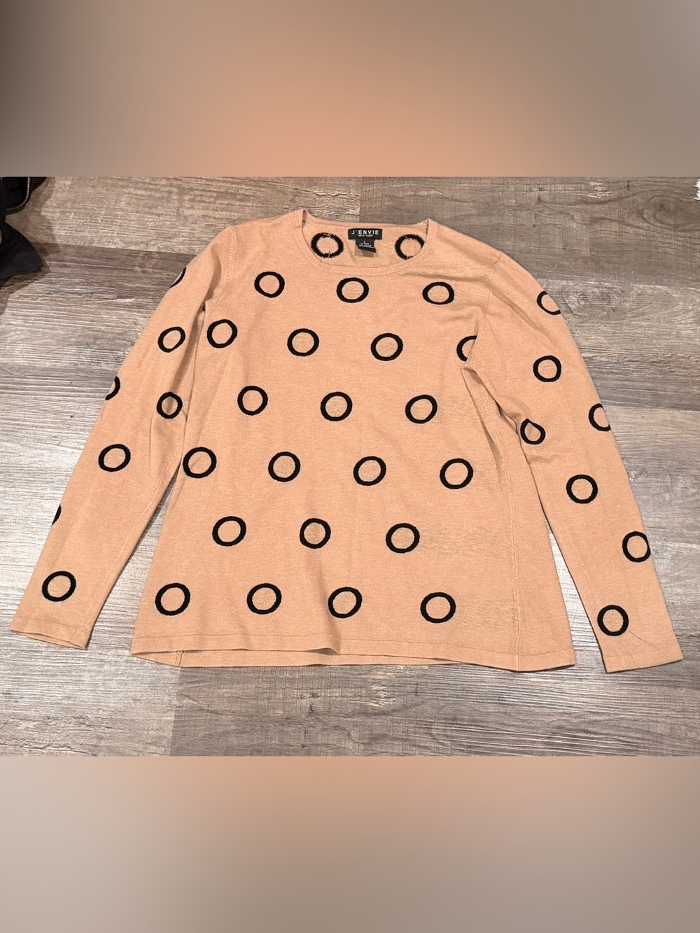 J’Envie Tan Polka Circle Crewneck Sweater